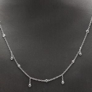 Natural Diamond 14K White Gold Chain Necklace